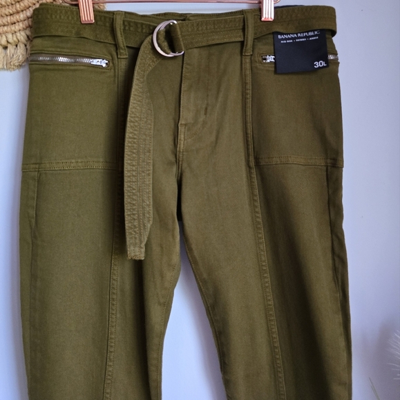 Banana Republic New Olive Green Mid Rise Skinny Utility Jeans Women SZ 30 Long - Picture 3 of 10